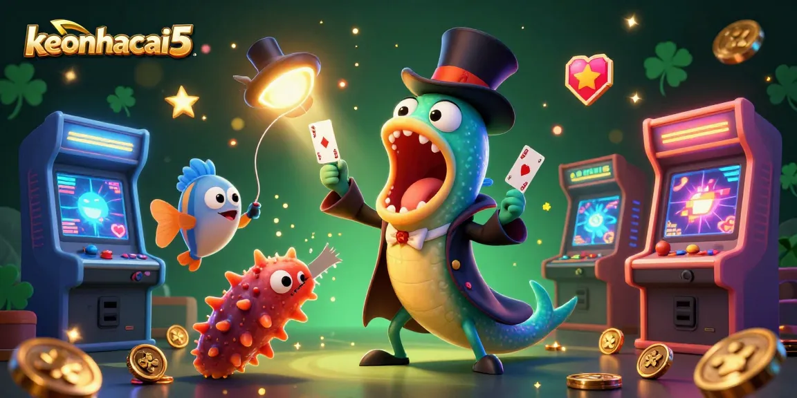 Showcase keonhacai5 with a magical deep-sea scene highlighting card tricks and gaming elements.