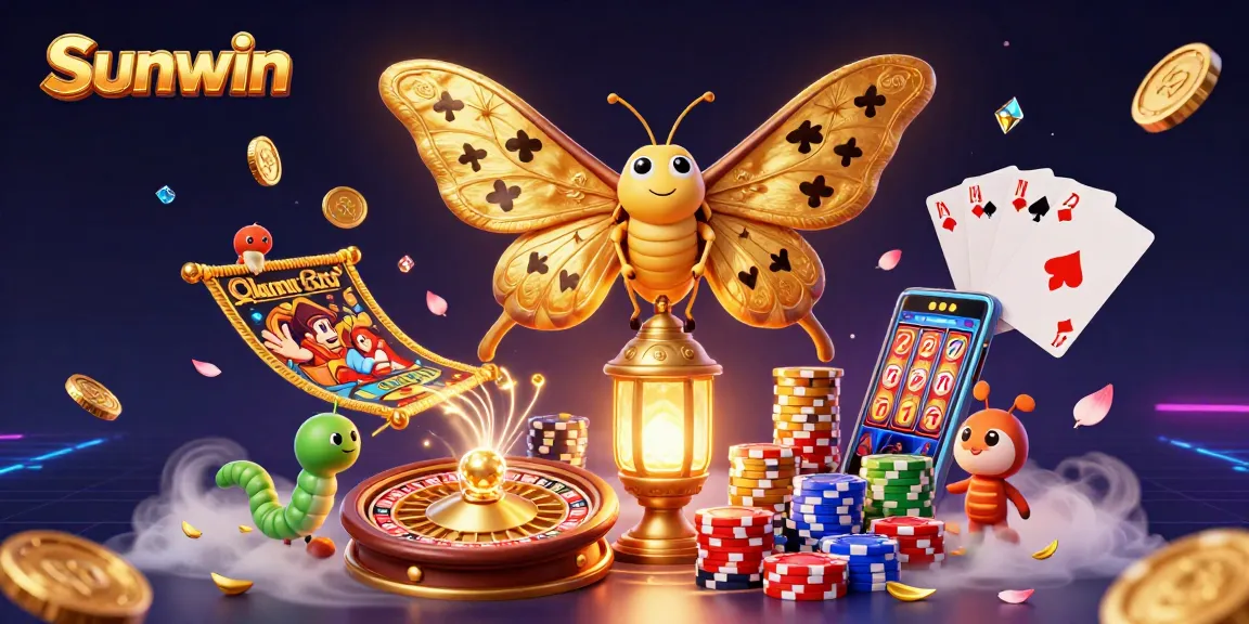 Experience the thrilling world of Sunwin with soaring colors and casino excitement in this rich illustration.