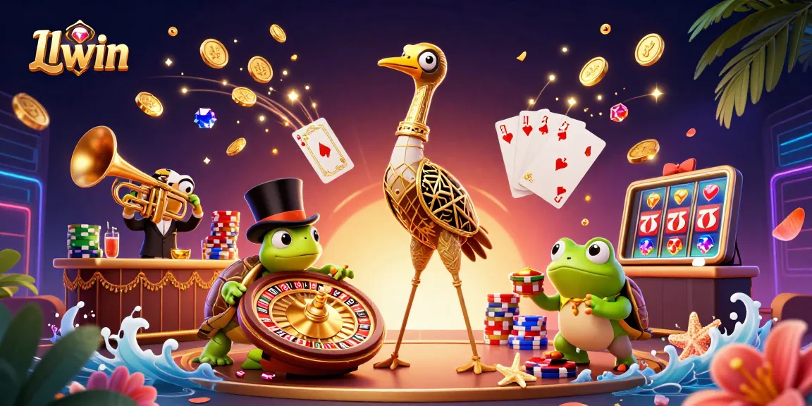 Engage with Llwin's vibrant gaming world featuring a dynamic 3D casino illustration.