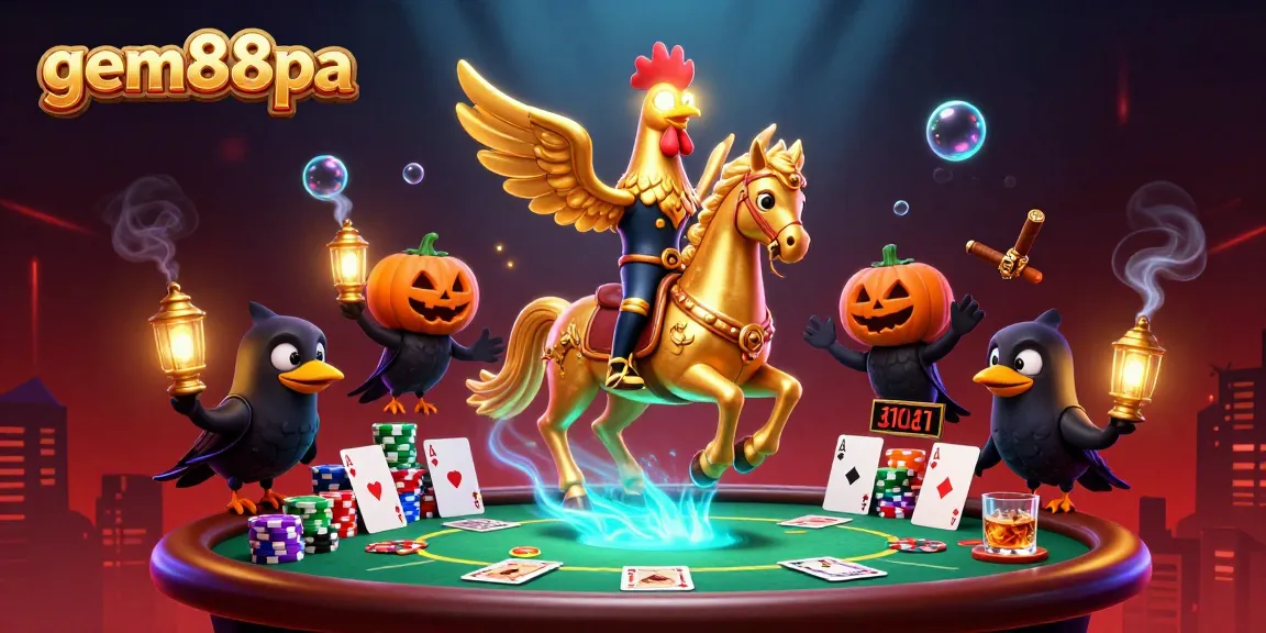 Experience vibrant gaming action at gem88pa with a dynamic 3D cartoon casino scene featuring engaging characters.
