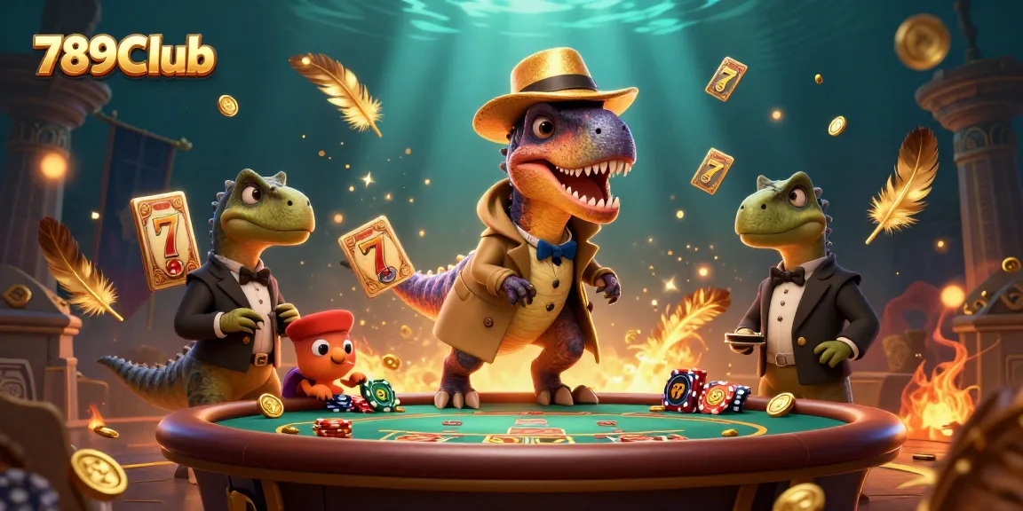 Engage in thrilling 789Club gaming with mysterious characters at a vibrant casino table.