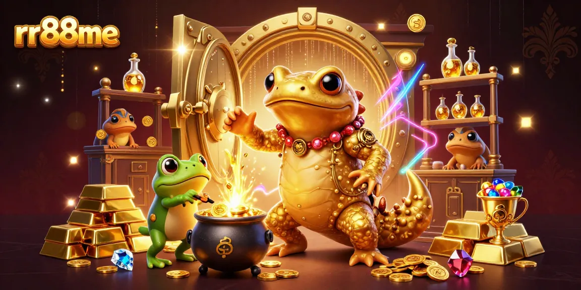 Experience rr88me's thrilling casino world with gold coins, treasures, and magical characters!