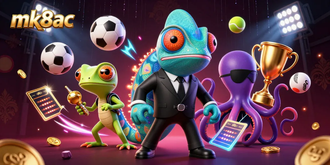 Enter the thrilling world of mk8ac with a colorful chameleon agent, tech-savvy gecko, and an octopus villain in a vibrant casino scene.