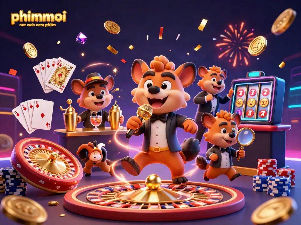 Experience the excitement of phimmoi net web xem phim in this vibrant comedy casino scene filled with hyena characters and dynamic gambling elements.