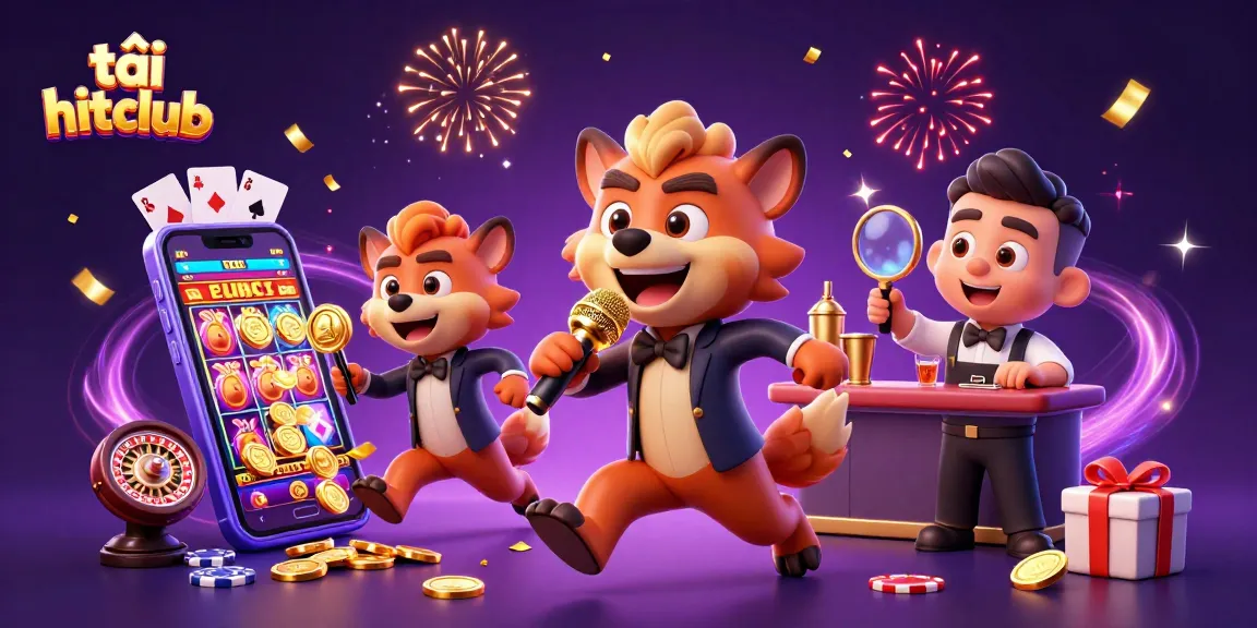 Tải hitclub and enjoy thrilling gaming experiences with vibrant slot machines and golden coins in a lively casino.