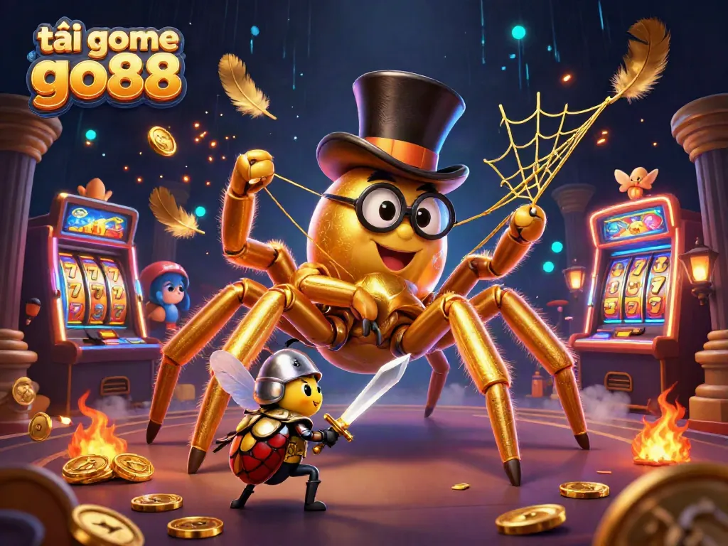 Engage with the lively scene to tải game go88, featuring golden elements and charming characters in a vibrant casino.