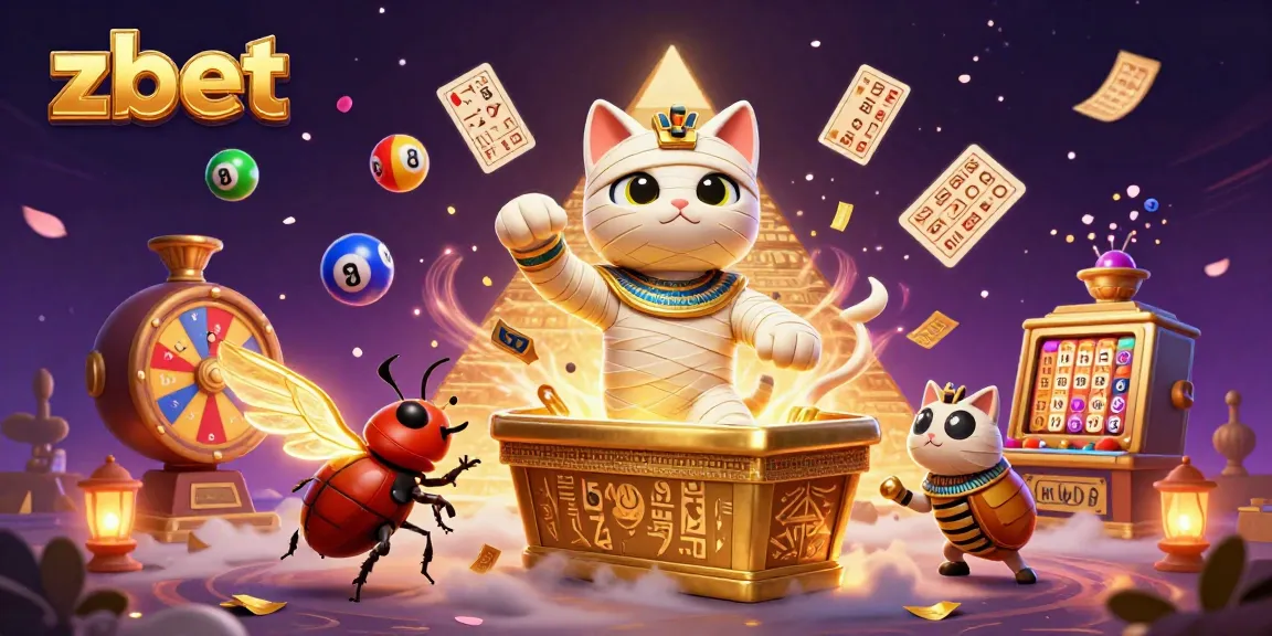 Experience exciting gameplay with zbet in a vibrant 3D casino scene featuring animated characters and lottery elements.