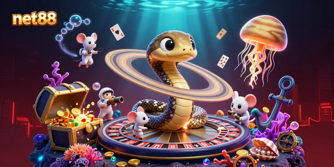 Engage with net88's unique betting experience featuring a cosmic casino scene.