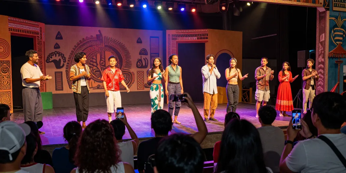Engaging audience enjoying a rokok88 performance at a vibrant theatre festival