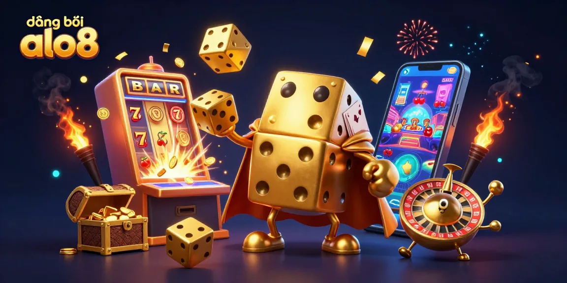 Engage in thrilling betting with đăng ký alo8 while witnessing a dazzling casino scene filled with vibrant characters and games.