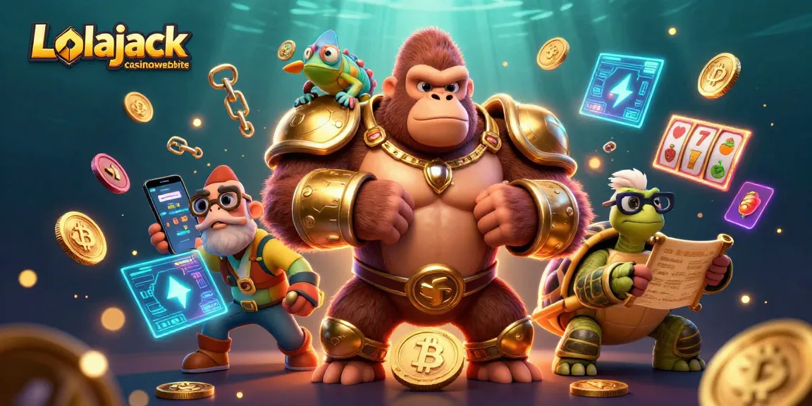 Experience the thrill of the Lolajack casinowebsite with vibrant visuals of unique characters and gaming elements.