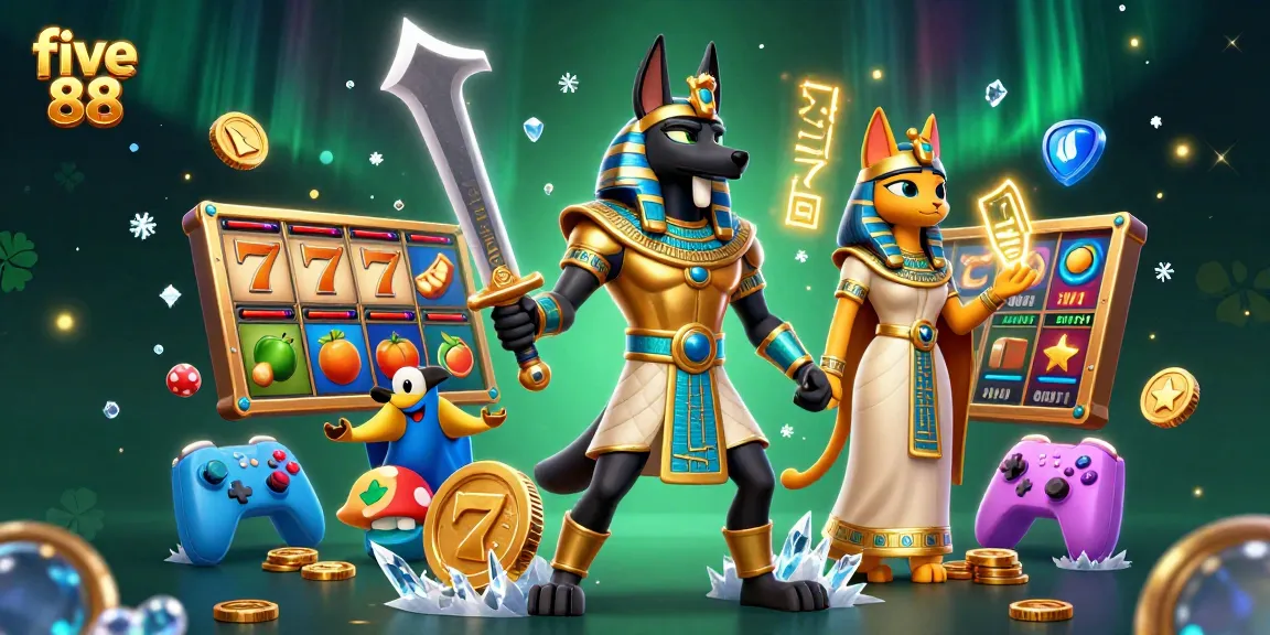 Experience winning moments at five 88 with a vibrant casino scene featuring iconic gaming elements.