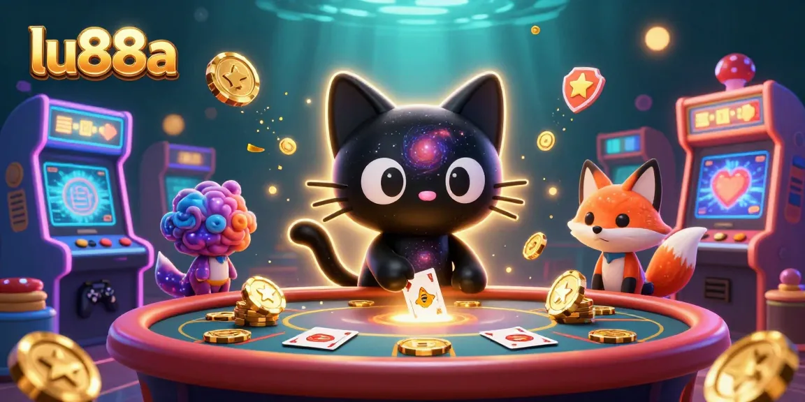 Experience the exciting cosmos of lu88a with a black hole cat at a casino table.