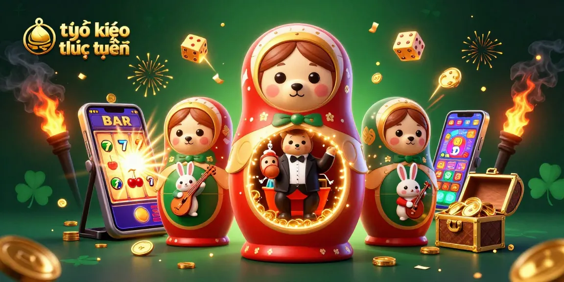 Experience tỷ lệ kèo trực tuyến with vibrant casino-themed 3D illustration featuring bears and gaming elements.