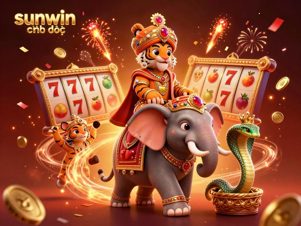 Engage with sunwin chính thức in a vibrant casino scene featuring colorful slot reels and dynamic characters.